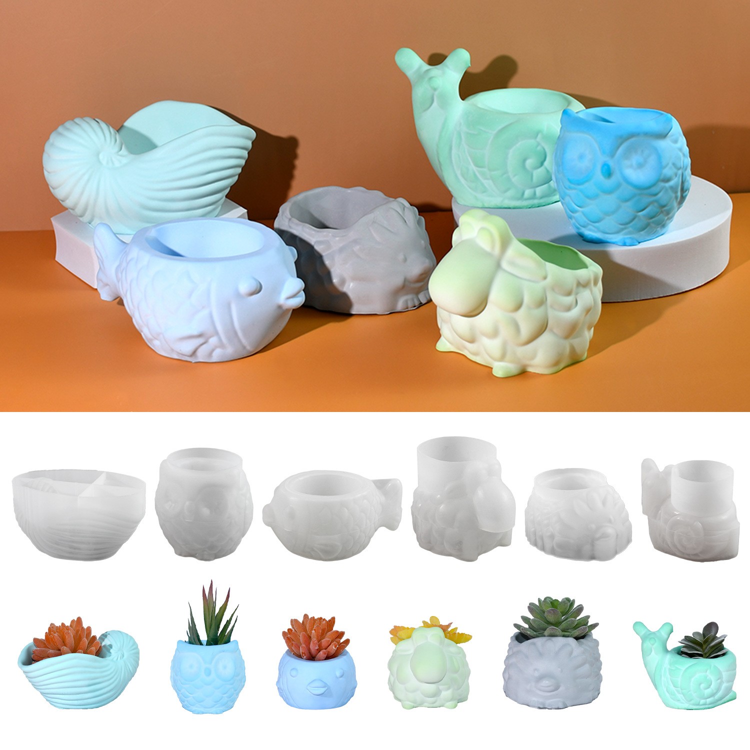 3D Animal Flower Pot Silicone  - 3D Printing Epoxy Resin 评论和价格