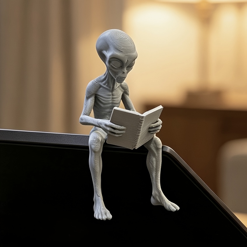 Reading Alien Mini Figurines 3 - 3D Printing Office Setup 评论和价格