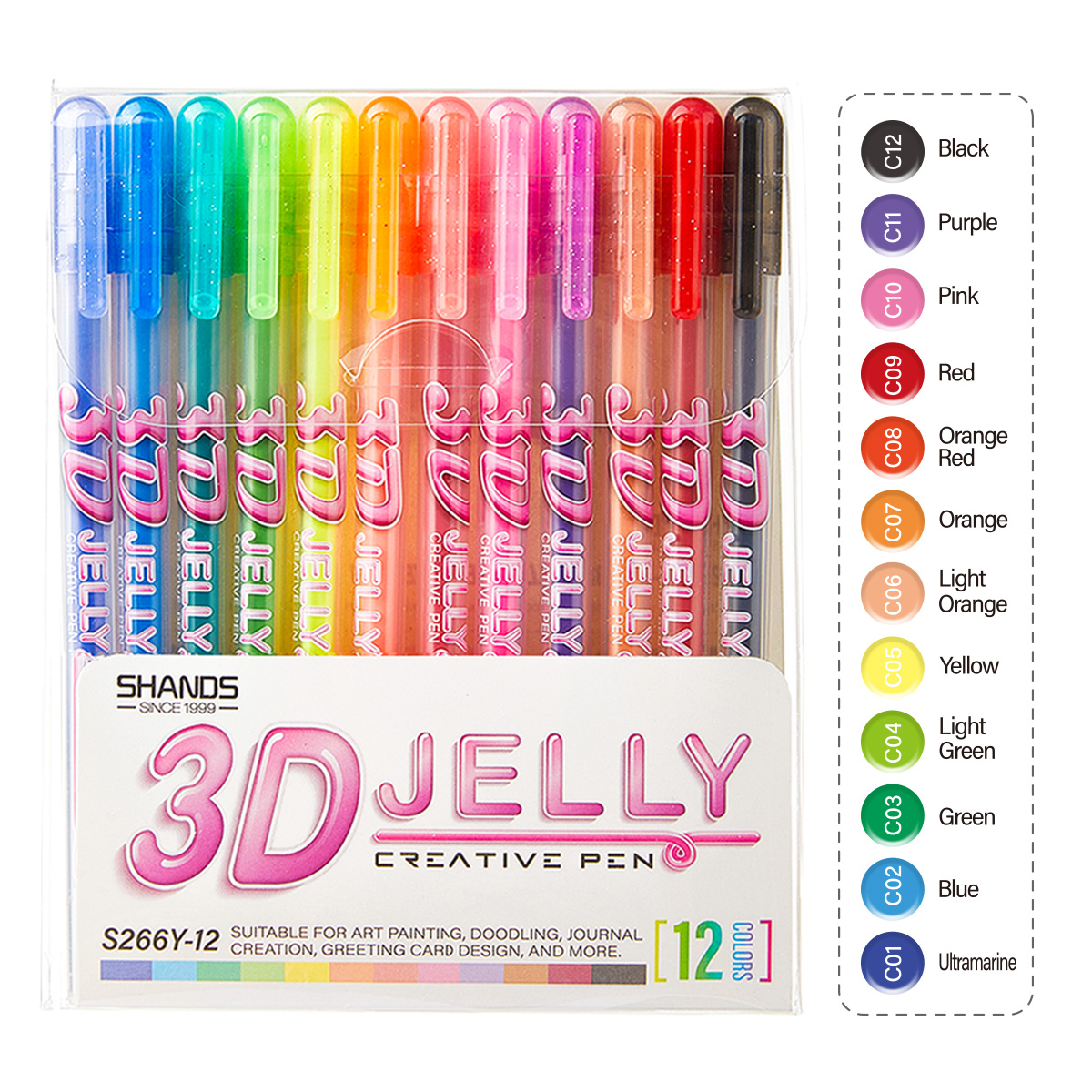 SHANDS 12PCS 3D Jelly Gel Pens - 3D Printing Epoxy Resin 评论和价格